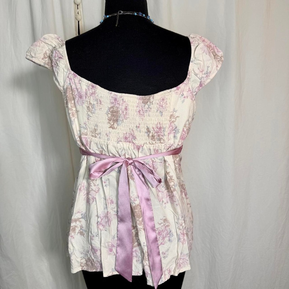 Hollister Floral Cottagecore Babydoll Top Size L - Picture 3 of 8